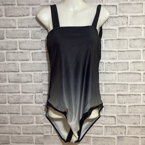 Chic Ombre Black and Gray One-Piece Swimsuit, 2xl - Picture 3 of 10